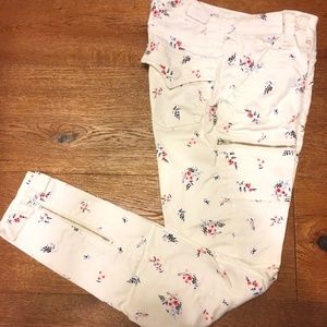 Joie Jeans, PARK SKINNY, Size 25, Ankle/Crop, Skinny, White with flower design
